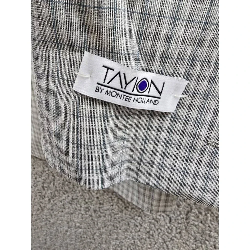 Tayion Collection Regular-Fit Suit Jacket Men's 46R Gray Flap Pocket Long Sleeve